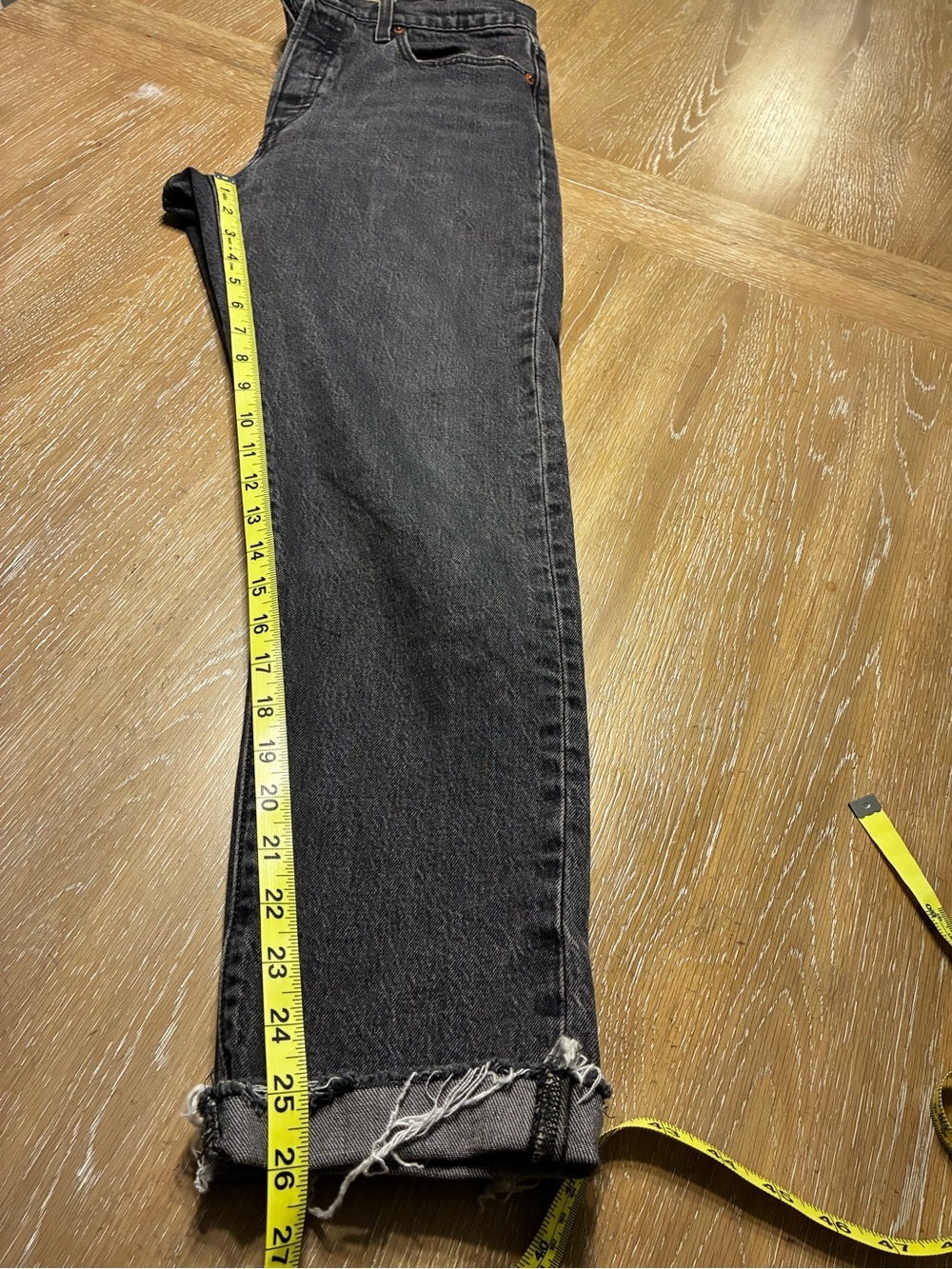 Levi's Women's Straight Leg Black Distressed Denim Jeans With Button Fly - Picture 9 of 9
